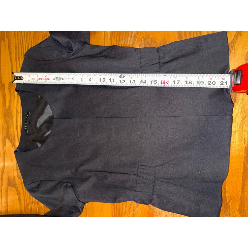 Theory Black Cropped Peplum Jacket Blazer Womens Size 4 Collarless - Picture 7 of 9